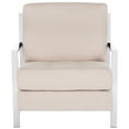 thumbnail image 2 of SAFAVIEH Walden Modern Tufted Linen Chrome Accent Chair, Beige, 2 of 7