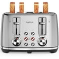 thumbnail image 1 of LONGDEEM 4 Slice Toaster, Stainless Steel Toaster with 6 Browning Options, 1.6''Wide Slots with Cancel/Defrost/Reheat Functions, High Lift Lever, Dual Controls, Silver, 1 of 7