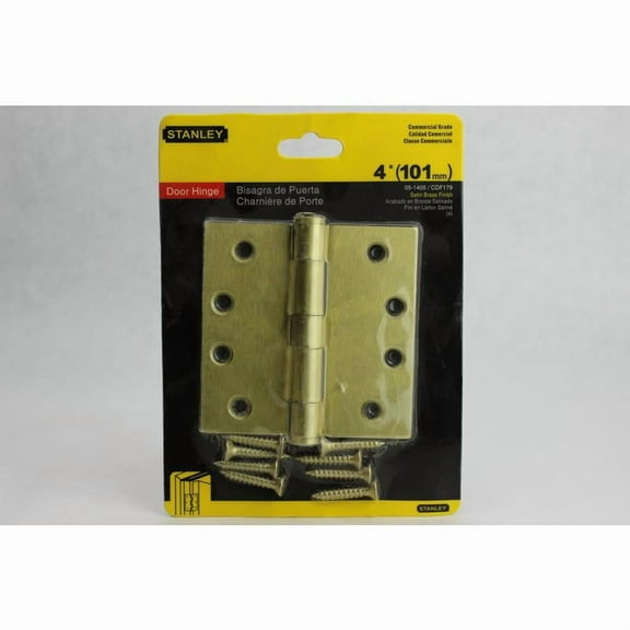 4" Heavy Duty Square Corner Door Hinge Stanley Utility Hinges 05-1405 Brass