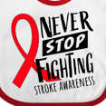 thumbnail image 4 of Inktastic Never Stop Fighting Stroke Awareness Red Ribbon Boys or Girls Baby Bib, 4 of 4