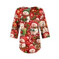 thumbnail image 6 of Lumtrix Christmas 3/4 Sleeve Crewneck Shirt for Women Matching Xmassnowman Graphic Blouses Matching Top Red M, 6 of 7
