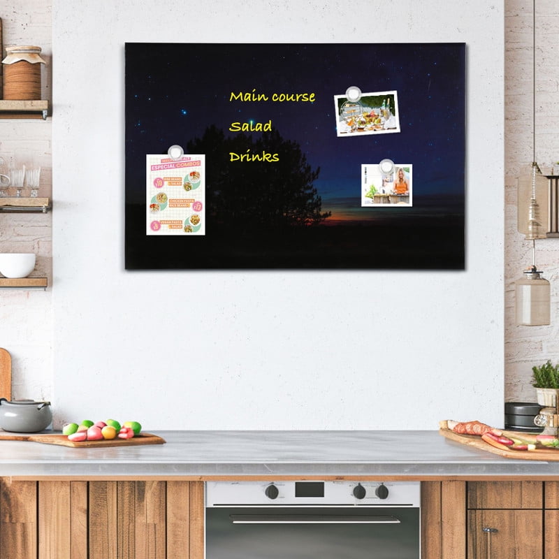 Magnetic Whiteboard Dry Erase White Board 28"x20" Decorative White Board for Wall with Starry Sky Pattern Design White Board for Home Office Decor, Bedroom, Kitchen, Classroom with Magnets & Markers