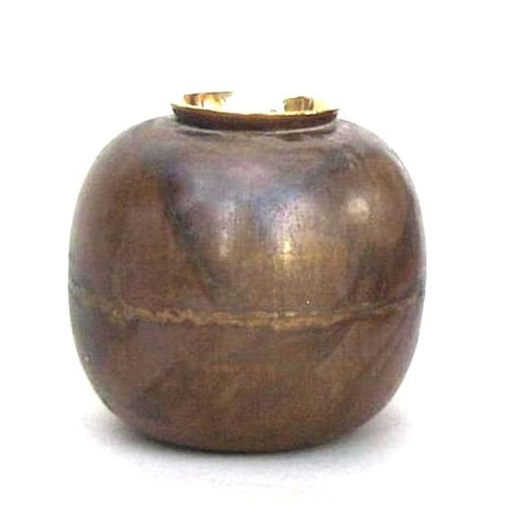 Solid Iron Round Vase with Brown Finish Flower Planter Pot, Decorative Bowl Vase