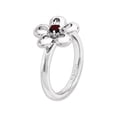thumbnail image 4 of Red Garnet Flower Ring 1/10 Carat (ctw) in Sterling Silver, 4 of 4
