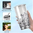 thumbnail image 6 of SKYSONIC Black & White Wild Flower Pattern 20 oz Stainless Steel Insulated Mug, Double Vacuum Insulated Travel Mug with Lid and Straw, 6 of 7