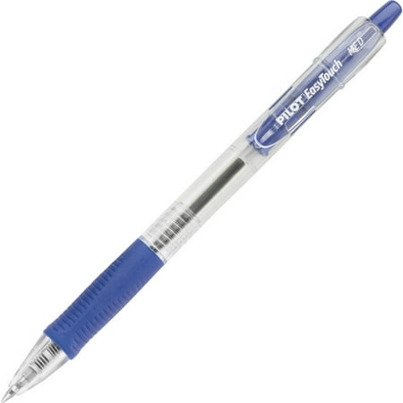 Pilot EasyTouch Retractable Ballpoint Pens Medium Pen Point - 1 mm Pen Point Size - Refillable - Retractable - Blue - Clear Barrel - 12 / Dozen