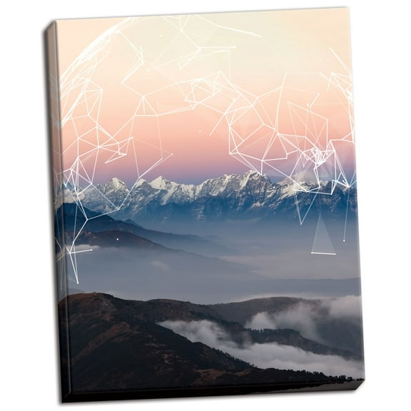 Gango Home Decor Vertical Geo Mountain by GeoMania (Ready to Hang); One 12x16in Hand-Stretched Canvas