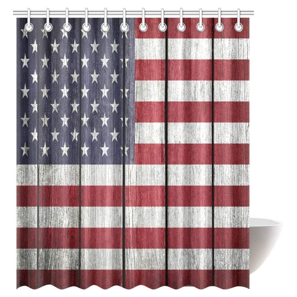 Gckg Usa Flag Shower Curtain United States Of America On Old Gckg Usa Flag Shower Curtain United States Of America On Old Vintage Wood Fabric Bathroom 66x72 Inches