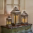 thumbnail image 5 of Pebble Lane Living, Lombard Metal Lantern Set of 3, Outdoor-Friendly, 11" H, 15" H, 20.5" H, Bronze, 5 of 8