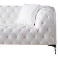 thumbnail image 3 of Leatherette Upholstered Tufted Sofa with Accent Pillows and Steel Feet, White, 3 of 6