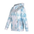 thumbnail image 5 of Fesfesfes Women Hooded Tie-Dyed Print Long Sleeve Pocket Loose Sweatshirt Hood Pullover Top Tops on, 5 of 9