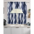 thumbnail image 2 of Blue Stripes Kitchen Curtains Sets 24 Inch Length with Valance, Retro Abstract Chic Geometric Lines Art Swag Valances and Tiers Curtain Set Drapes Swag Curtains for Living Room, Bathroom, Bedroom, 2 of 6