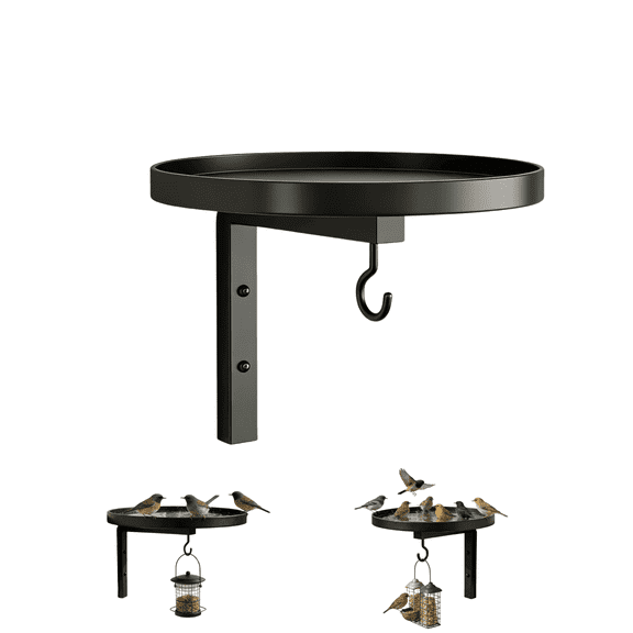 Wall-Mounted Metal Bird Bath for Outdoors, Bird Bath & Feeder with Hooks, Durable & Easy-Clean Space-Saving Design, for Garden, Balcony & Terrace