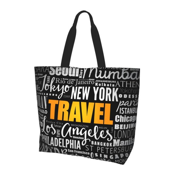 Bingfone Canvas Tote Bag For Women With Inner Pocket Aesthetic Cute Shopping Tote Bags Reusable Grocery Bags-Travel