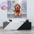 thumbnail image 4 of Playful Chesapeake Bay Retriever Welcomes Winter Snowy Day with Cardinal Bird Tapestry Chessie Dog Lover Wall Hanging Backdrop Home Decor - 2017, 4 of 5