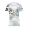 thumbnail image 4 of Womens Short Sleeve Tops Floral Print Summer T Shirts Round Neck Top with Lace Panel Dressy Casual Blouses Camisetas Para Mujer, 4 of 5