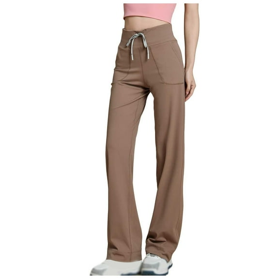 GEWSEY Scrubs for Women, Mid Rise Straight Leg Cargo Pants with Knit Yoga Waistband, Anti- Womens Scrubs Pants (Khaki, XL)