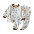 thumbnail image 2 of Cethrio Kids Boys Pajama Sets, 2 Piece Cotton Long Sleeve Kids Sleepwear Sets Light Blue Size 6-7 T, 2 of 3