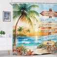 thumbnail image 3 of 72Wx84H Extra Long Shower Curtain for Bathroom Decor Beach Palm Tree Ocean Quotes Coastal Sunset Scenery Inspirational Art Printed Fabric Polyester Waterproof 12 Pack Plastic Hooks, 3 of 6