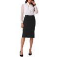 thumbnail image 2 of INSPIRE CHIC Bodycon Midi Pencil Skirt for Women's High Waist Side Slit Office Work Skirts M Black, 2 of 6