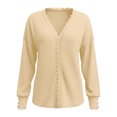 thumbnail image 5 of yillto Womens Tops Lace V Neck Ribbed Long Sleeve Dressy Fashion Elegant Loose Blouses Sweater, 5 of 6