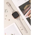 thumbnail image 4 of TOYOUTHS Leather Bands Compatible with Versa 2/Versa/Versa Lite Band Women, Dressy Slim Thin Leather Strap with D-Shaped Diamonds Metal Buckle Luxury Bracelet for Versa 2 Smart Watch, 4 of 6