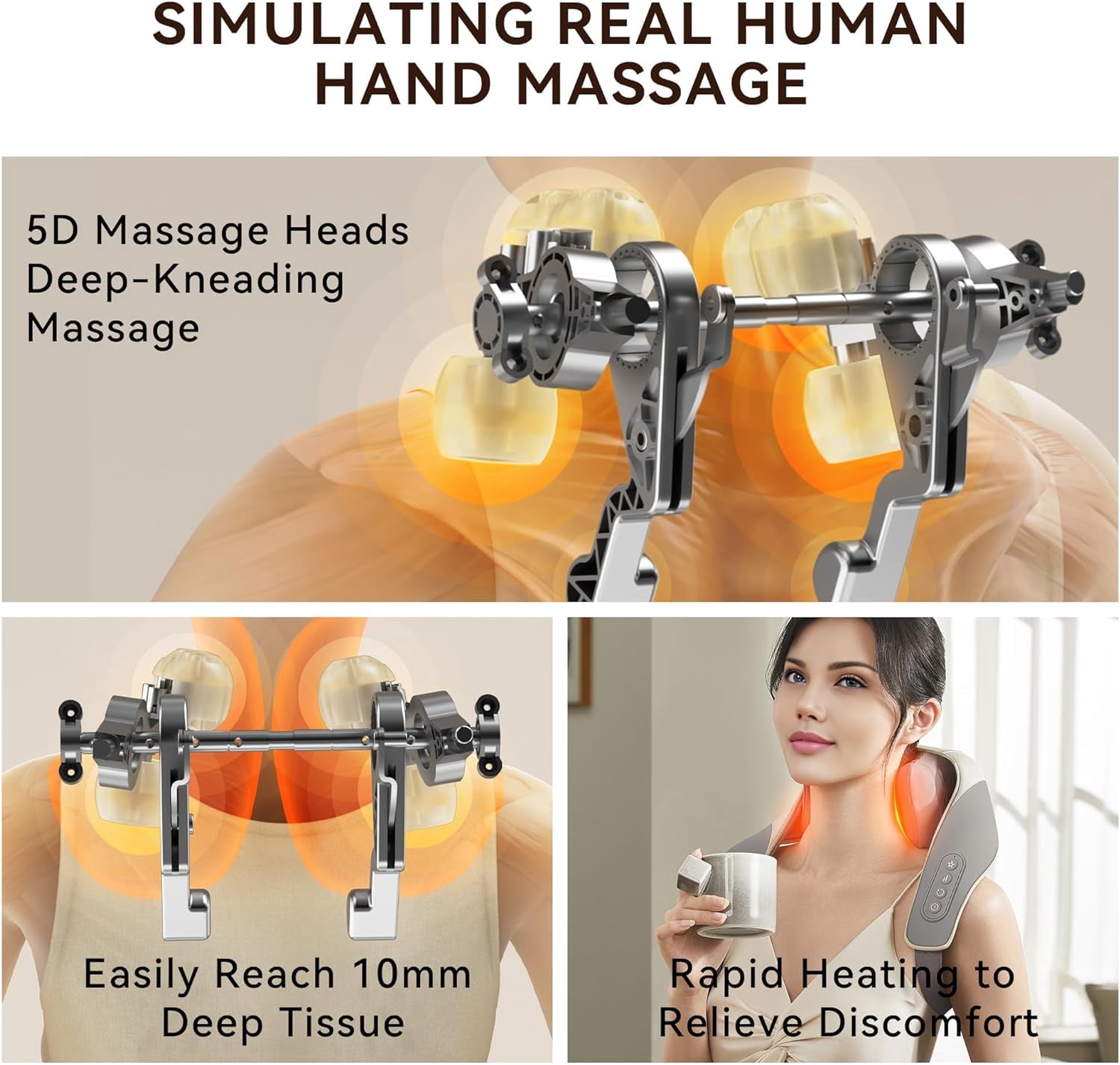Shiatsu Neck Massager, Shoulder Neck Massager with Heat for Pain Relief Deep Tissue, Neck, Back, Shoulder, Leg Electric Kneading Massager, Perfect Gifts for Men Women Dad Mom