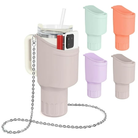 

Ludlz 1 Set Cup Cover Convenient Protective Silicone Sleeve with Chain Pocket Design Tumbler Cup Cover for Home Outdoor