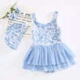 thumbnail image 2 of Traje de baño para niñas pequeñas, ropa de flores para niños, traje de baño para niños con volantes de encaje, traje de baño de una pieza con estampado de estilo coreano para niños, 2 of 5
