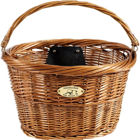 Nantucket Bicycle Basket Co. Jetties Collection Bicycle Basket, Honey Stain
