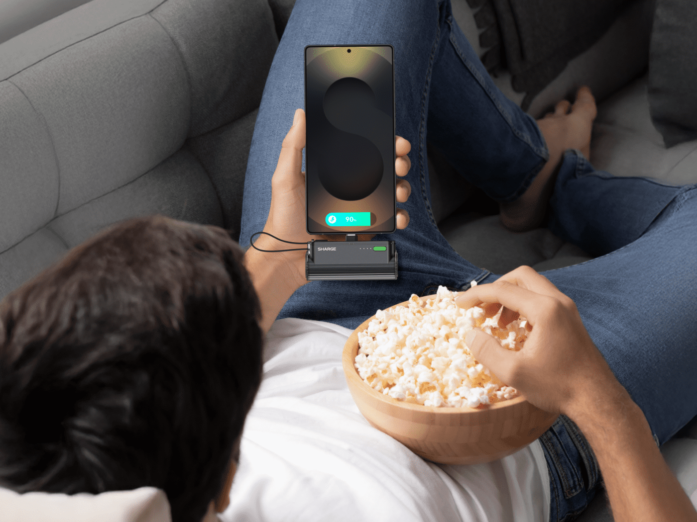 SHARGE Flow Mini 2 Power Bank with Built-in Cable 22.5W Max Portable Charger for Travel, Fast Charging Battery Pack with iOS and USB-C Connector for iPhone 16/15/14, Galaxy, Google, and More