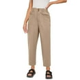 thumbnail image 4 of Wyobmus Womens Summer Pants Casual Cropped Pants High Elastic Waist Harem Palazzo Pant Trouser Slacks with Pockets Khaki, 4 of 8