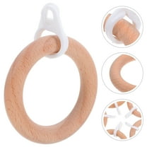 IBASETOY 6Pcs Wooden Round Curtain Rings Khaki Color for Easy Curtain Sliding