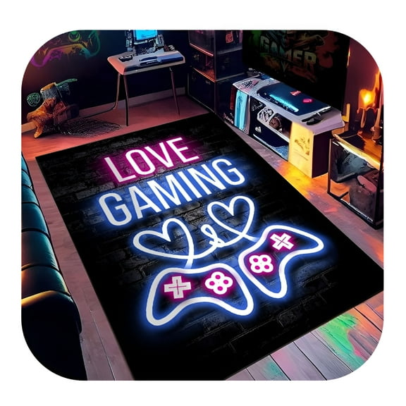 LAMIRO Gamer Rug for Boys Room Non-Slip 3D Cool Printed Gaming Rug for Boys Room,Game Room,Living Room Sofa Floor Mat