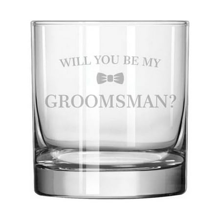 

11 oz Rocks Whiskey Old Fashioned Glass Gift Will You Be My Groomsman Proposal