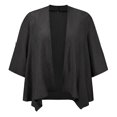 thumbnail image 4 of GRACE & GRANDEUR Women's Plus Size Cardigan Waterfall Style 3/4 Sleeve Shrug Irregular Hem Lightweight Open Front Cardigans 3X Black, 4 of 6