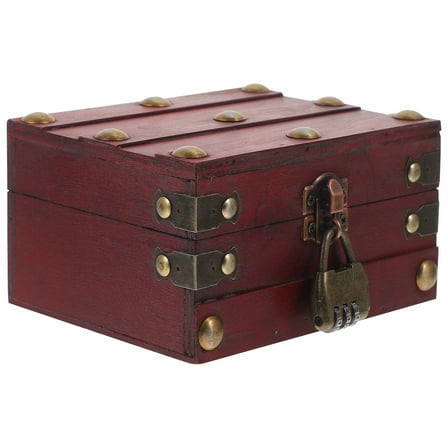 Supvox Jewelry Storage Case Treasure Box Wood Aged Red 1Pcs