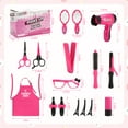 thumbnail image 2 of sixwipe Girls Beauty Salon Set, 17 Pcs Kids Beauty Salon Toy Kit, Pretend Play Hair Styling Set with Blow Dryer, Barber Apron, Scissors and Stylist Accessories, Girls Hair Salon Playset for 3-9, 2 of 8