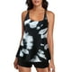 thumbnail image 1 of Gibobby Trajes de Natación para Mujer Tallas grandes Tie Dye Print Negro Tirantes dobles Top Trajes de baño para mujeres Trajes de baño de dos piezas Con(Negro,CH), 1 of 5