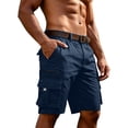 thumbnail image 2 of Men's Cargo Shorts Quick Dry Lightweight Knee Length Bermuda Shorts with Pockets Elastic Waist Work Hiking Short, L, 2 of 5
