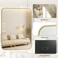 thumbnail image 6 of BEAUTYPEAK 30"x40" Wall Mirror Rounded Corners Hanging Vanity Mirror Gold, 6 of 9