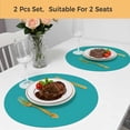 thumbnail image 5 of Pure Teal Green Round 15 Inch Placemats Set of 2, Simple Solid Color HeatResistant Non Slip Place Mats for Dining Table, Wipeable Braided Kitchen Table Mats for Housewarming, 5 of 9