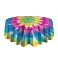thumbnail image 5 of Colorful Rainbow Tie Dye Spiral Pattern Round Tablecloth 60"x60",Wrinkle Wipeable Table Cloth for Kitchen Dining Room Picnic Patio Party, 5 of 6