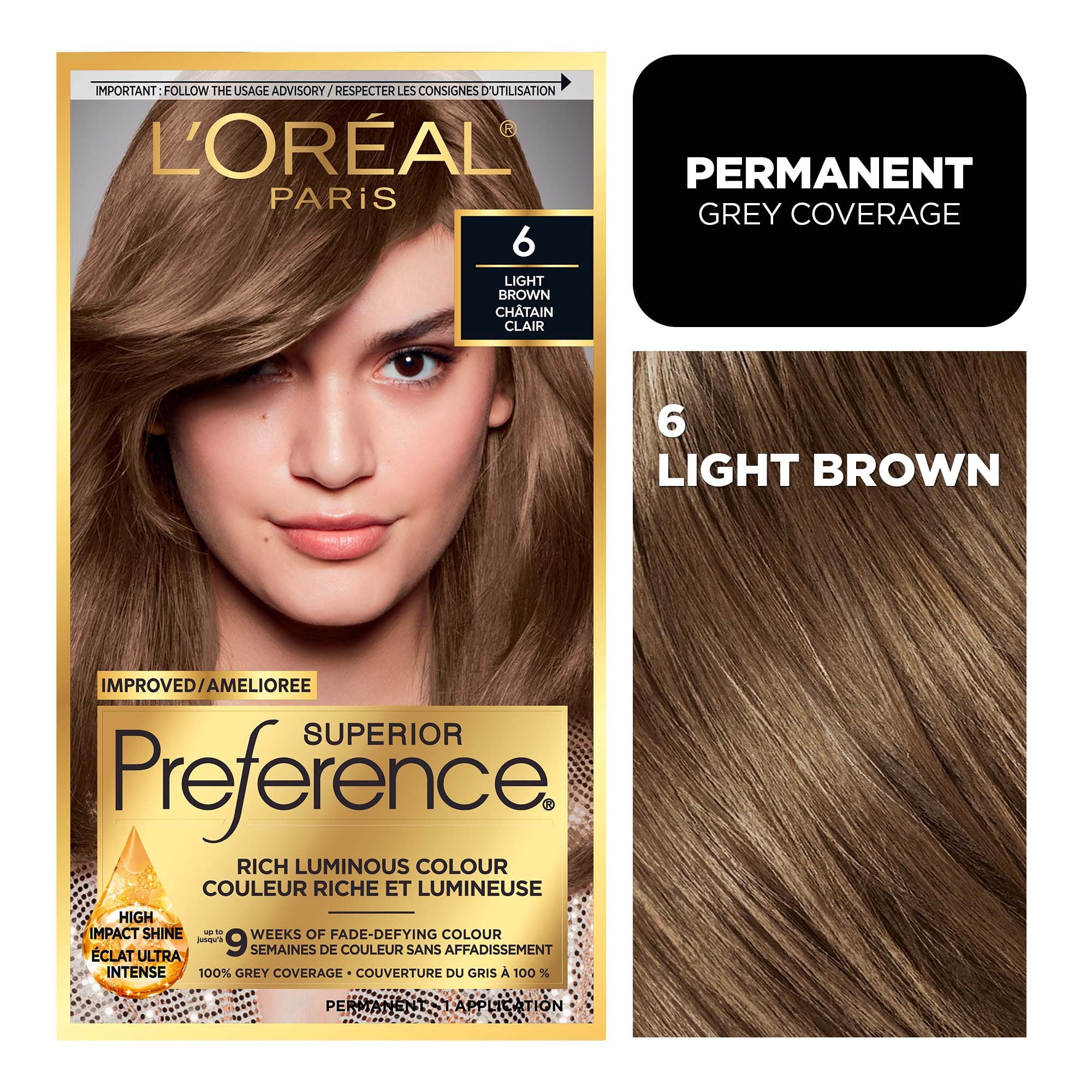 L'Oreal Paris Superior Preference Permanent Hair Color, Oil-in-Gel, Light Brown, 1 unit