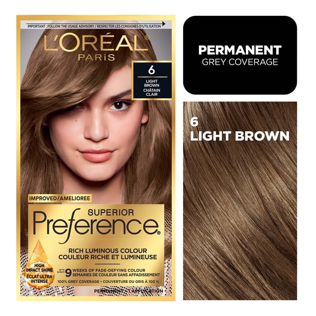 L'Oreal Paris Superior Preference Permanent Hair Color, Oil-in-Gel, Light Brown, 1 unit