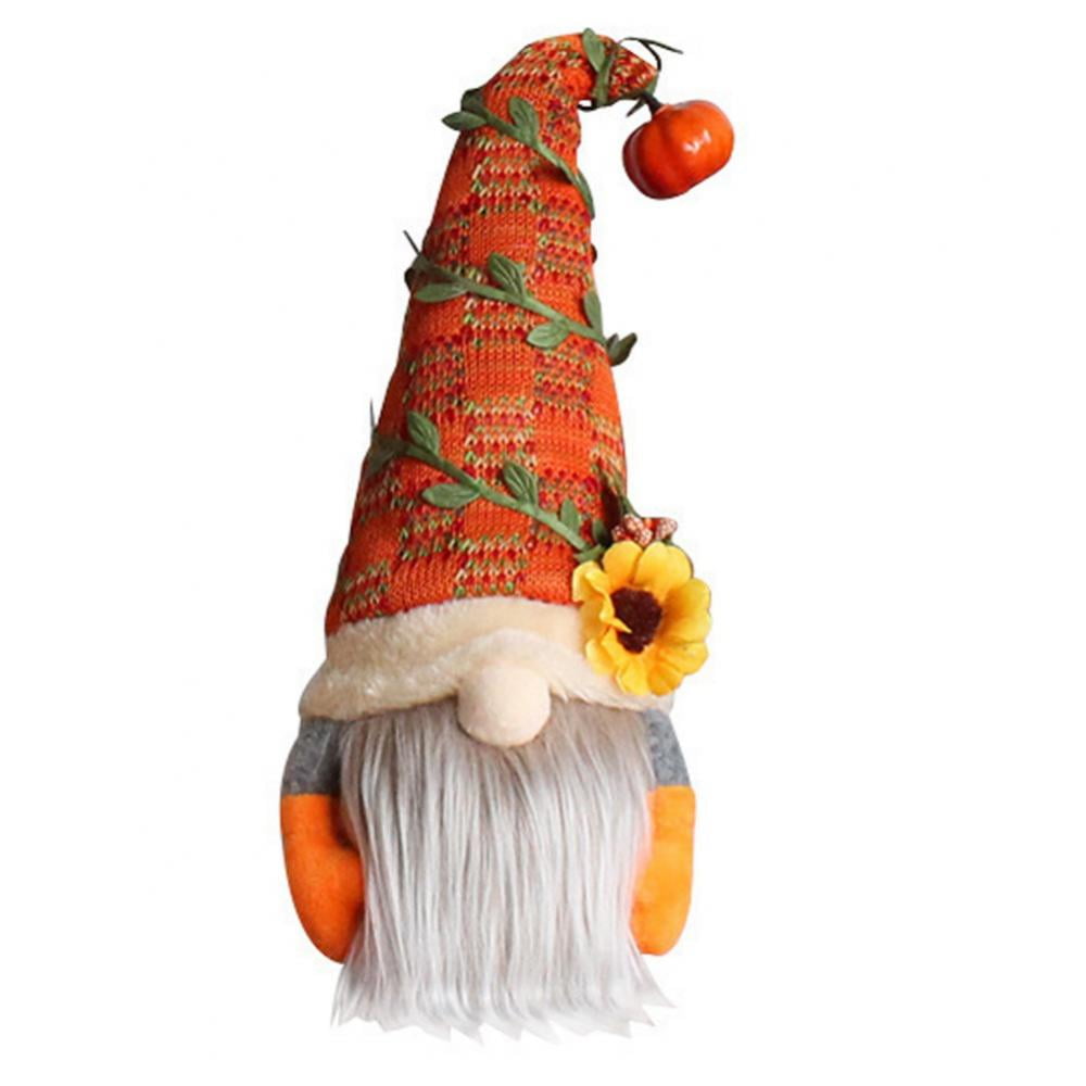 Plush Gnome Collectible Figurines Fall Swedish Tomte Elf Dwarf Thanksgiving Day Gifts Home Ornament Tired Tray Decor Set of 2 Harvest Shelf-Sitter Decoration Autumn Gnomes 