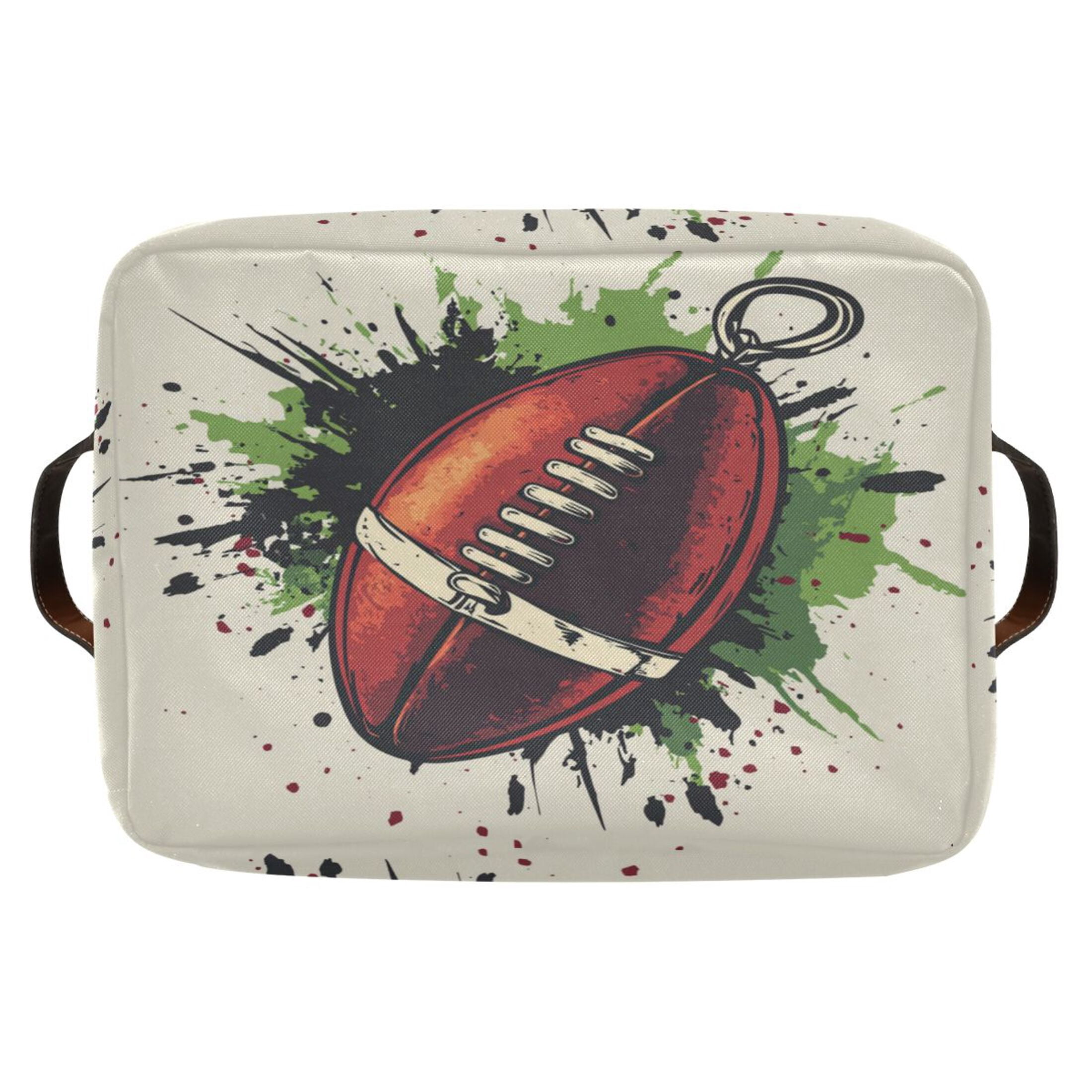 American Football-shaped Foldable Storage Basket,Canvas Fabric Foldable Storage Bins with Handles Open Home Storage Bins Boxes for Toy Book Shelf Closet Baskets