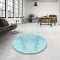 thumbnail image 4 of Ahgly Company Machine Washable Indoor Round Transitional Electric Blue Area Rugs, 7' Round, 4 of 7