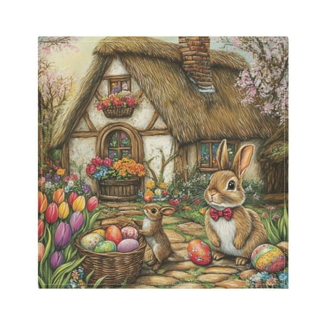 

WOBOGO Easter Cozy Cabin Cloth Napkins 6 Pieces Soft Elegant Touch Durable Absorbent Quick Drying for Elegant Dining