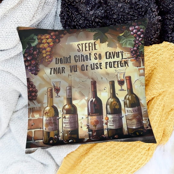 YILUYINQING Throw Pillow Cover Wine Bottles Party Décor Linen 100% 18x18in